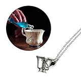 Chipped Teacup Pendant Necklace - Once Upon a Time the Dark One Rumplestiltskin Mr. Gold & Belle's Memory - Silver Tone Alloy Charm & Chain