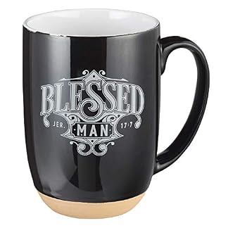 Christian Art Gifts Coffee Mug: Blessed Man - Jeremiah 17:7 Inspirational Scripture, Microwave and Dishwasher safe, Lead-free, Cadmium-free and Non-Toxic, 15oz, Black