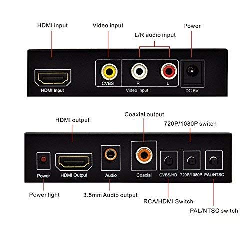 image for Udigital 1080P 3RCA CVBS L/R Audio or HDMI to HDMI Converter Box with 