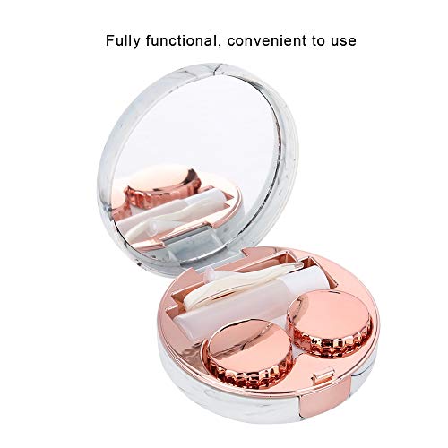 Contact Lens Box 4 colors Contact lenses Soaking case Portable plastic Marble pattern Eye care kit Container(pink)