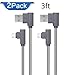 Micro USB Cable, 2 Pack Android Charger Cable, 3ft/1M 90 Degree Nylon Braided Samsung Micro USB Data Cable for Samsung, Nexus, LG, Motorola, Android Smartphones and More (Gray 3ft)