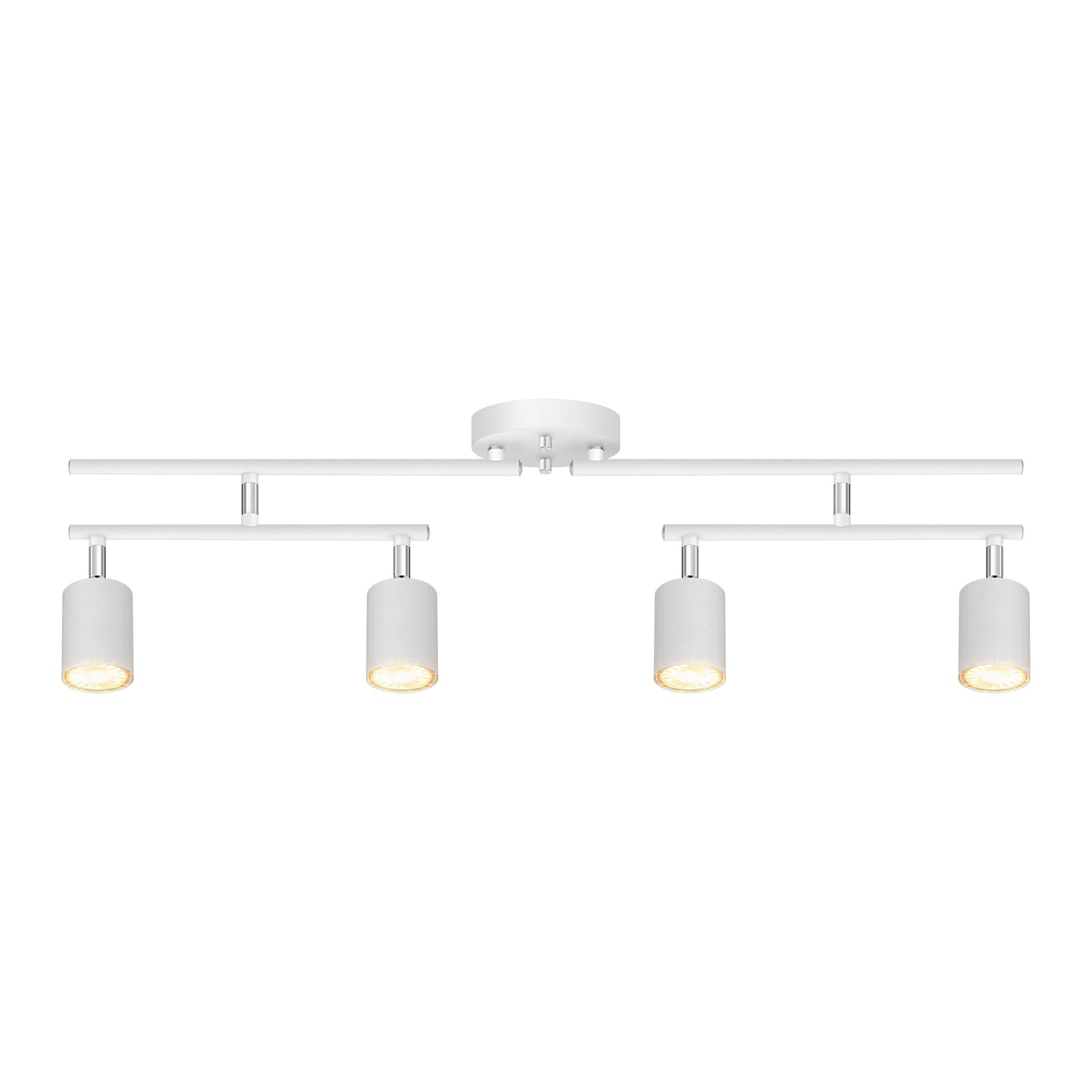 Photo 1 of Track Lighting Fixture Ceiling, White Ceiling Light for Kitchen, 30" Modern 4 Light Track Lighting Kit, Wall Light Wireless, Spotlight with Rotatable Heads, LED Track Lights for Bedroom(NO Bulb)