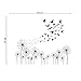 decalmile Black Dandelions Wall Decals Flying in The Wind Birds Wall Stickers Bedroom Living Room Office Home Decoration