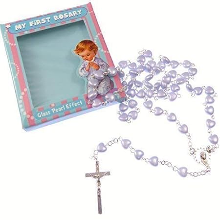 My 1st Rosenkranz Kinder Jungen Weiß Harz-Rosenkranz Perlen besetzt, klein, christliches Geschenk,