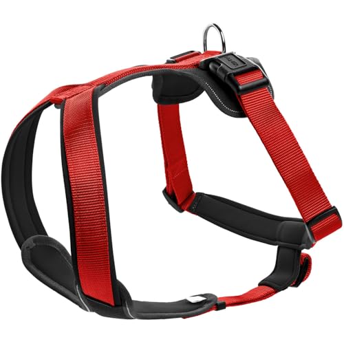 HUNTER NEOPREN dog harness, nylon, padded with neoprene, for sport and leisure,red / black, nylon, neoprene,45-57,S