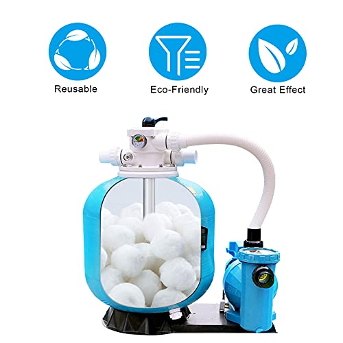VAZILLIO 1500 g Pool Filter Balls Equivalent to 55 kg Sand Filter, Reusable Pool Filter Ball, Suitable for Various Swimming Pool Filter Systems