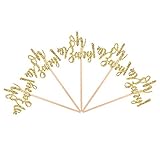 Floranea 24 Pieces Cake Toppers Gold Glitter Oh Baby Cute Cupcake Picks for Baby Shower Boy Girl Wedding Birthday Party Decoration Supplies (Oh Baby)