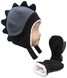N'Ice Caps Boys Soft Sherpa Lined Micro Fleece Dino Hat and Mitten Set