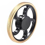 Round Wheel Golden Brass Fidget Hand Spinner Diamond Tread EDC Focus Help Anti-Anxiety Finger Toy, Fidget Work Ultra Fast Bearings, Relax for Children and Adults Great Gift