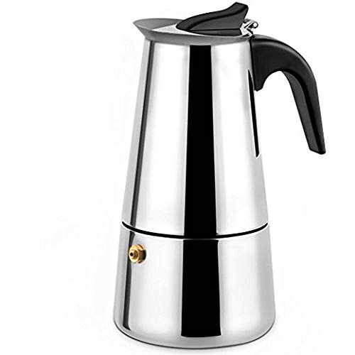 X-Treat Stovetop Stainless-Steel Espresso Coffee Maker Moka Pot,18/8 Stainless Steel,6-Cup