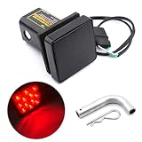 Keyecu 12 LED Red Tail Brake Light with 2" Smoke Lense Trailer Hitch Receiver Cover for Towing Hauling Truck SUV RV 12V