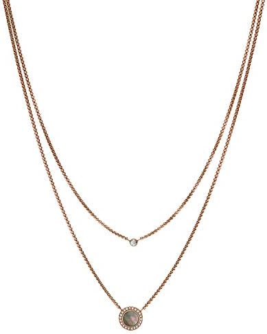 Fossil Women's Double Grey Mother-of-Pearl Disc Pendant Necklace