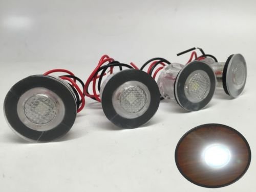 4 Pieces Pactrade Marine Boat LED Livewell Round Button White Courtesy Light OEM Waterproof