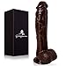 Greenpinecone Realistic Soft 8.66inch Dildo with Suction Cup, Anal and Vaginal G-spot Sex Toy, Dark Brown