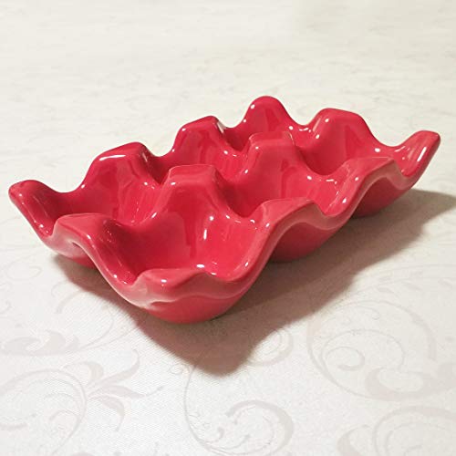 image for Komifa Ceramic Egg Holder Egg Tray Porcelain Fresh Egg Holder for Frid