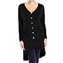 eVogues Plus size Button Front Longline Hi-Lo Cardigan Black - 1X