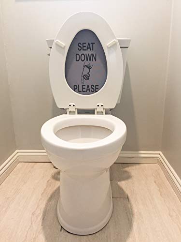 DISH NANNY Spandex Toilet Seat Sign Cover - Potty Training Adults | Bathroom Reminder to Put The Toilet seat Down (Light Grey)