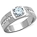 Marimor Jewelry Men's 1.75 Carat Round Cut Cubic Zirconia, Silver Stainless Steel Ring Size 10