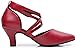 Abby AQ-6175 Womens Latin Tango Cha-Cha Kitten Heel Round-toe Leather Dance-shoes