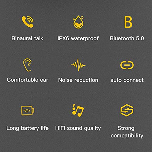 Auriculares Bluetooth 5.0,Auriculares InaláMbricos,Control Tactil,Twins HiFi In-Ear,Ipx6 Impermeable,Emparejamiento Automatico,con Caja De Carga para iOS Android Smart Phones