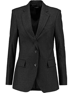 Theory Botabel Wool-Flannel Blazer Jacket, Dark Charcoal Grey - Size 0