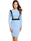 ANGVNS Women Optical Illusion Colorblock Bodycon Slim Fit Pencil Dress