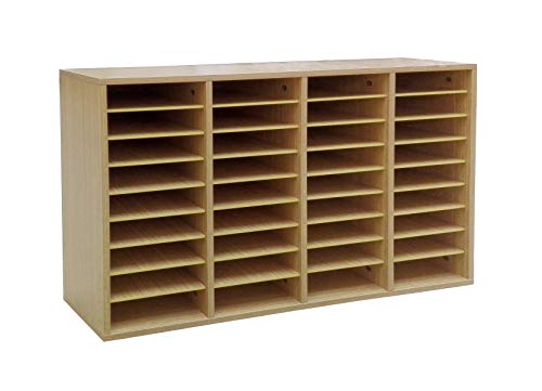 image for FixtureDisplays Wood Adjustable Literature Organizer, 36 Compartment M