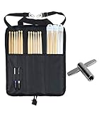 YMC DSB10-BK 10mm Foam Drum Stick Bag Holder Mallet Bag Drumstick Bag with A Drum Key -Black