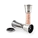 Chef Felice Stainless Steel Salt and Pepper Grinder Set – Hand-Operated Ceramic Grinder with Clear Glass Body – Adjustable Grain Coarseness – Kitchen Accessory