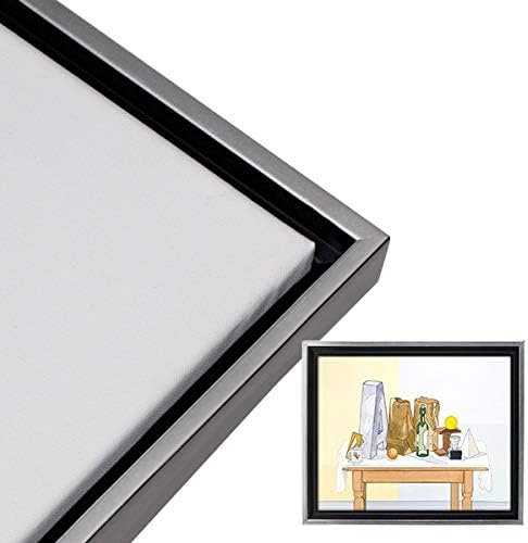 Creative Mark Illusions Floater Frame for 3/4 Inch Depth Stretched Canvas Paintings & Artwork - [Black Frame with Silver Edge - 16x20]