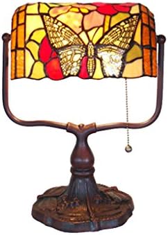 CZWYF Bankers Table Lamp Antique Lighting Handmade Tiffany Desk Light Unique Home Office Stained Glass Shade Art Deco Traditional Style Bedside LampE27