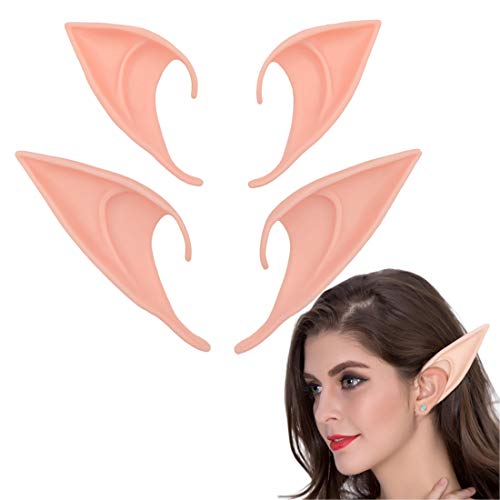 Feeziloe Pixie Elf Ear, Fairy Ears, Cosplay Halloween Party Live broadcast Props, Anime Party Dress Up Costume, Masquerade Ball Elven Vampire Ears((2 Pair-Pink Color)