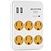 BESTTEN 6-Outlet, USB Wall Tap Adapter, Wall Mountable Surge Protector 450 Joules, 2 USB Charging Ports (2.4A/Port, 3.1A Total) and 6 AC Outlet, Twist-To-Lock Safety Cover, ETL Certified