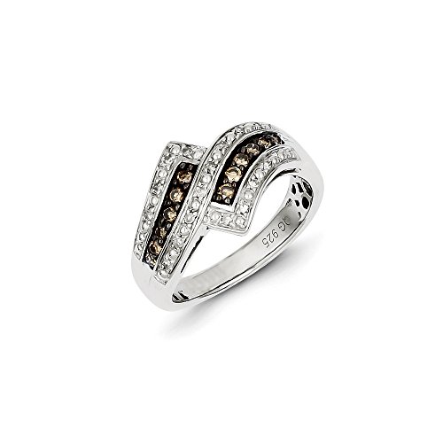 1/3 Cttw (I2-I3 clarity) Champagne & H-I White Diamond Sterling Silver Bypass Ring Size 8