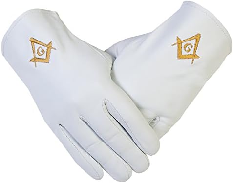 FREEMASONS Gloves in REAL KID LEATHER with embroidered GOLD SC&G