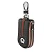 Leather Car Smart Key Chain Universal Key Holder Bag Black Zipper Case Cover Wallet Bag Shell Fob Ring (Honda)