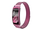 Elobeth Compatible Samsung Gear Fit 2 Watch Band, Milanese Magnetic Loop Stainless Steel Watch Strap + Connector Metal Adapter for Samsung Gear Fit2 Band Purple 7.1