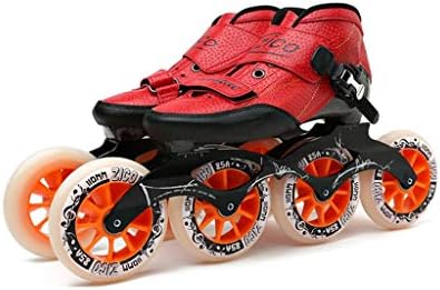 Ailj Adult Professional Rollerblades, 4 * 90-110MM Wheels Carbon Fiber Professional Roller Skates For Women Black Inline Speed Skates Red Blue