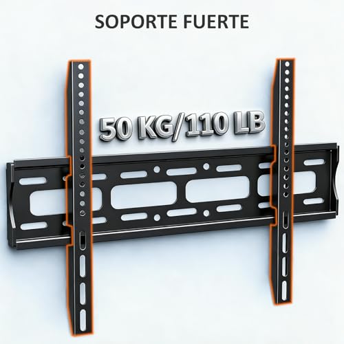 Salandens Soporte TV Universal, Soporte para Pantallas de LED y LCD de 26 a 65 Pulgadas, Soporta hasta 50 kg, Acero Súper Reforzado, Máx VESA 400x400 mm