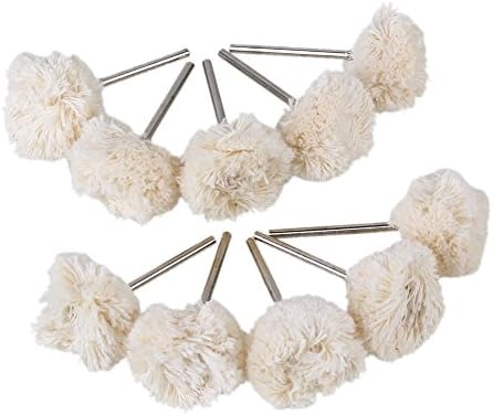 CNBTR 22mm Dia Mounted Fold Wool Felt Polisher Buff Wheel Pad With 2.35mm Shank Polishing Wheel Pack of 10