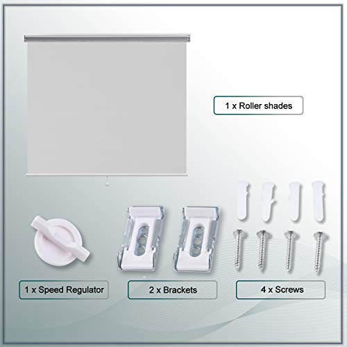 TFSKY Blackout Shades for Bedroom Outdoor Cordless Roller Blinds and Shades for Windows Blackout Window Blinds for Indoor & Outdoor Use, UV Protection with Spring System White, 27x72 - Thumbnail 5