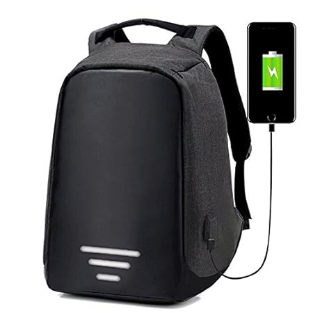 University Trendz Polyester 30 L Anti Theft Water Resistant Black Laptop Backpack with USB Charging port