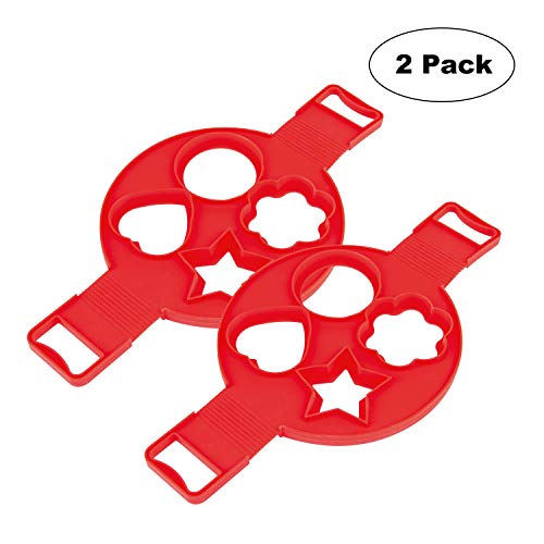 Silicone Pancake Molds, Elover 2 Pack Reusable Non Stick Egg Mold, Silicone Pancake Maker and Flipper for Kitchen