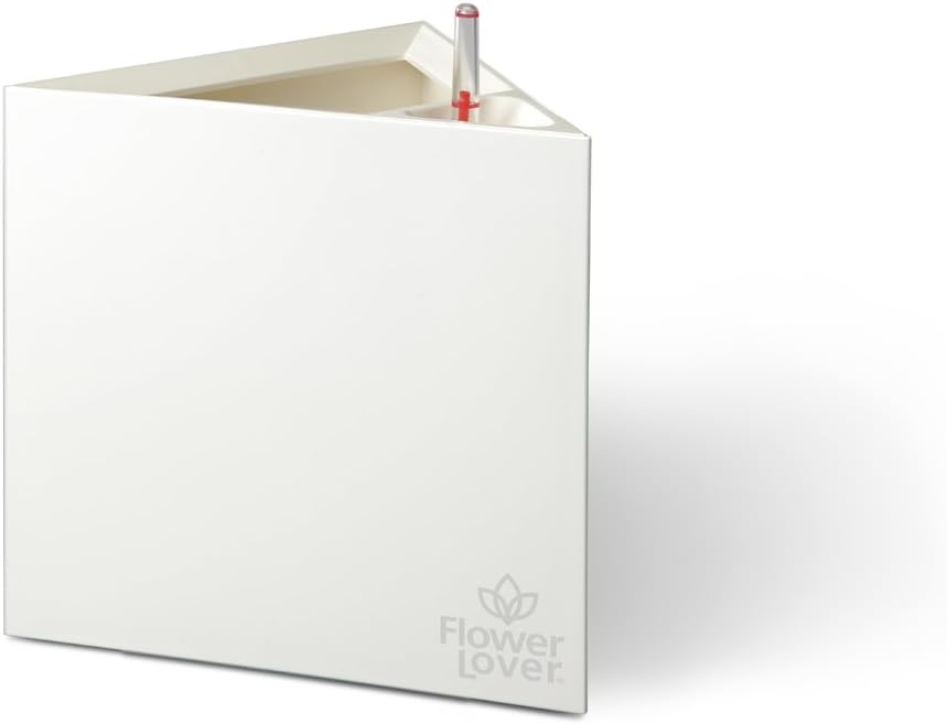 Flower lover 42228081 Triangel Plant Pot with Watering System 21 x 21 x 21 cm white, 20x20x20 cm
