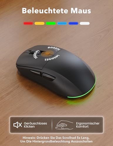 Keyboard Mouse Set Wireless Illuminated Rechargeable Keyboard with 4000 mAh Battery, Phone Holder, Quiet Full Size Typing, 3 DPI Mouse, 2.4GHz USB-A/USB-C for Chrome OS/Window/PC KM22 Ultra