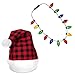 Windy City Novelties Plaid Santa Hat + LED Christmas Bulb Necklace Kit for Ugly Sweater Xmas Holiday Party