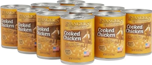 EVANGER’S HERITAGE CLASSICS COOKED CHICKEN DOG FOOD – 12 COUNT, 12.5 OZ EACH – GRAIN & GLUTEN FREE, SIMPLE MEAT-BASED DIET – SUPPLEMENTAL & INTERMITTENT FEEDING