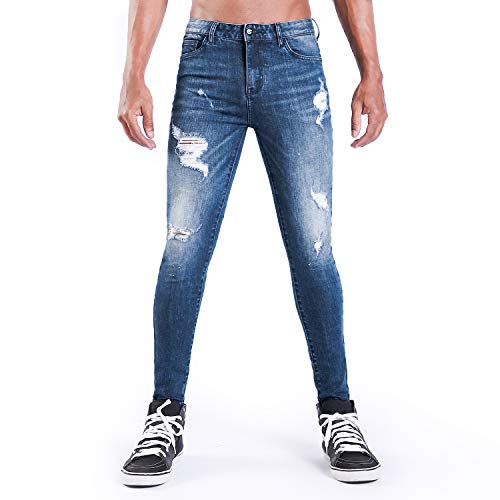 for Men Bikers Tapered Leg Denim Pants 