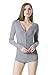 Moxeay V-Neck One Piece Bodysuit Long Sleeve Bodycon Rompers (Small, Gray)