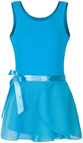 YEEIC Girls' Classic Tank Top Skirted Leotard for Kids Gymnastics Training Dance Ballet Unitard (Blue, 4-6)